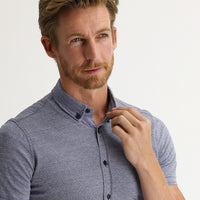 Dark Navy Polo Collar Cotton Shirt Cotton T-shirt