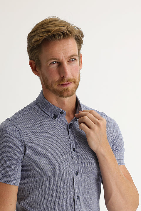 Dark Navy Polo Collar Cotton Shirt Cotton T-shirt