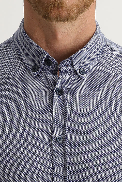 Dark Navy Polo Collar Cotton Shirt Cotton T-shirt