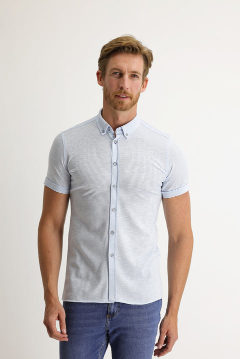 Light Blue Polo Collar Cotton Shirt Cotton T-shirt