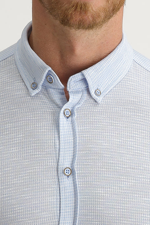 Light Blue Polo Collar Cotton Shirt Cotton T-shirt