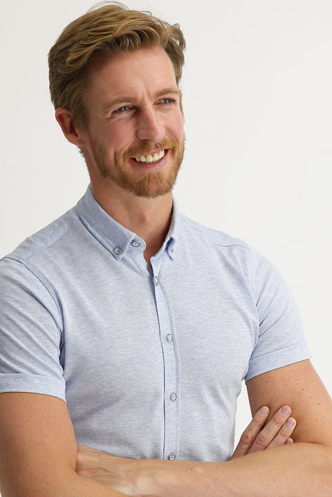 Light Blue Polo Collar Cotton Shirt Cotton T-shirt