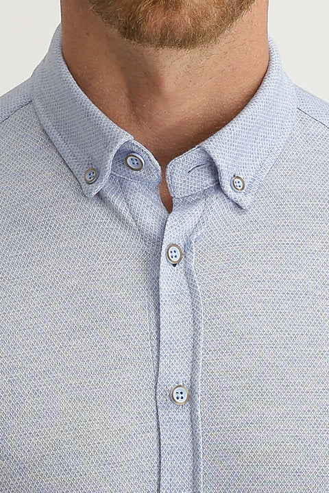 Light Blue Polo Collar Cotton Shirt Cotton T-shirt