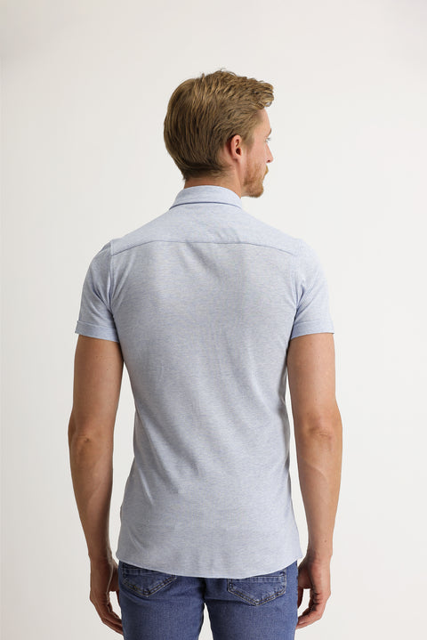Light Blue Polo Collar Cotton Shirt Cotton T-shirt