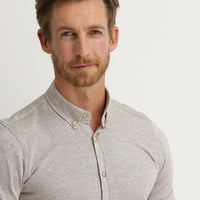 Medium Beige Polo Collar Cotton Shirt Cotton T-shirt
