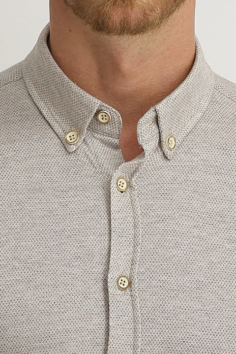 Medium Beige Polo Collar Cotton Shirt Cotton T-shirt