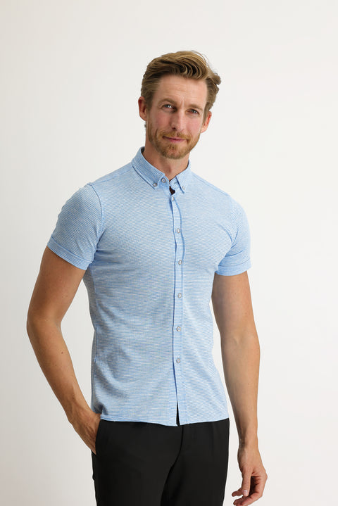 Medium Turquoise Polo Collar Cotton Shirt Cotton T-shirt