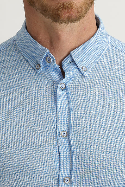 Medium Turquoise Polo Collar Cotton Shirt Cotton T-shirt