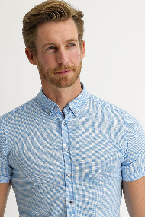 Medium Turquoise Polo Collar Cotton Shirt Cotton T-shirt