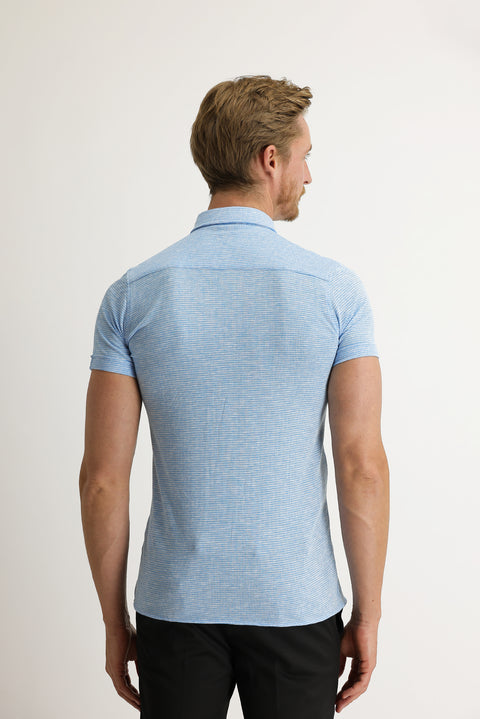 Medium Turquoise Polo Collar Cotton Shirt Cotton T-shirt