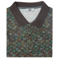 Medium Brown Polo Collar Slim Fit Narrow Cut Patterned Cotton T-shirt