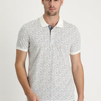 White Patterned Slim Fit Polo Shirt