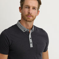 Black Pocket Polo Neck Slim Fit T-Shirt