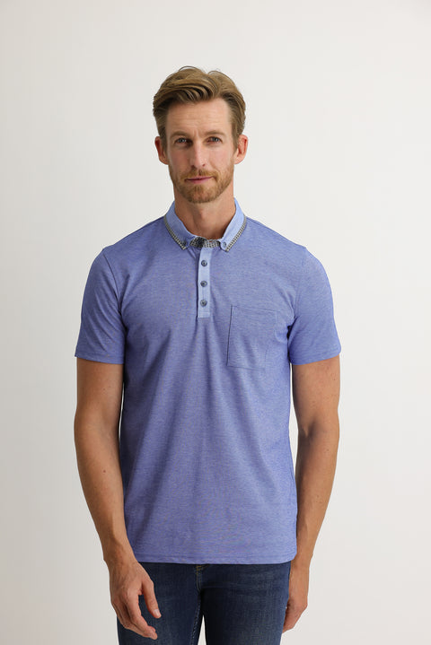 Navy Blue Pocketed Polo Shirt Slim Fit Narrow Cut
