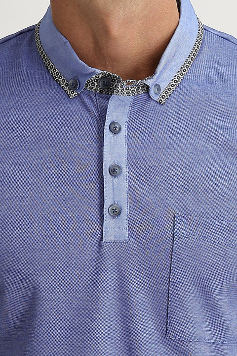 Navy Blue Pocketed Polo Shirt Slim Fit Narrow Cut