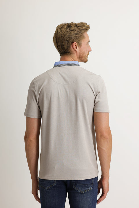 Medium Beige Pocketed Polo Collar Slim Fit Narrow Cut T-Shirt