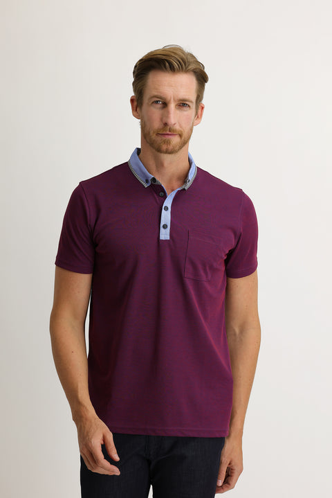 Vişne Cepli Polo Yaka Slim Fit Dar Kesim Tişört