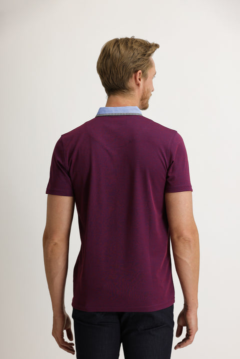Vişne Cepli Polo Yaka Slim Fit Dar Kesim Tişört