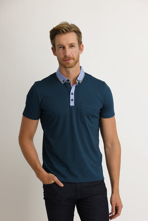 Emerald Green Pocketed Polo Shirt Slim Fit Narrow Cut Cotton T-Shirt