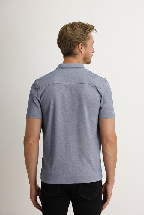 Medium Navy Half Italian Collar Slim Fit Narrow Cut Shirt T-shirt