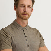 Medium Brown Half Italian Collar Slim Fit Narrow Cut Shirt T-shirt