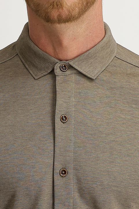 Medium Brown Half Italian Collar Slim Fit Narrow Cut Shirt T-shirt