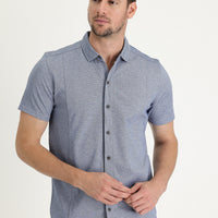 Medium Navy Half Italian Collar Slim Fit T-shirt