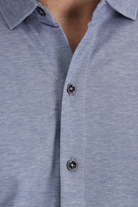 Medium Navy Half Italian Collar Slim Fit T-shirt