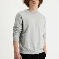 Medium Grey Melange Crew Neck Regular Fit Seasonal 2-Thread Cotton Sweatshirt