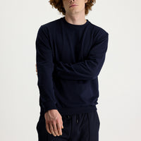 Orta Lacivert Bisiklet Yaka Regular Fit Mevsimlik 2 İplik Pamuklu Sweatshirt