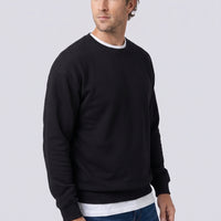 Siyah Bisiklet Yaka Oversize Pamuklu Sweatshirt