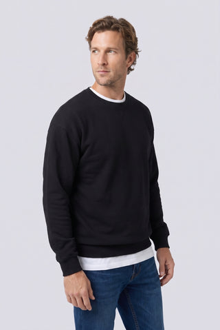  Siyah Bisiklet Yaka Oversize Pamuklu Sweatshirt