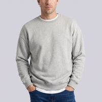 Light Grey Melange Crew Neck Oversize Cotton Sweatshirt