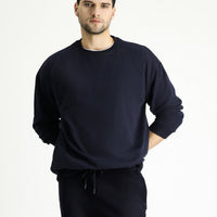 Medium Navy Crew Neck Oversize Cotton Sweatshirt