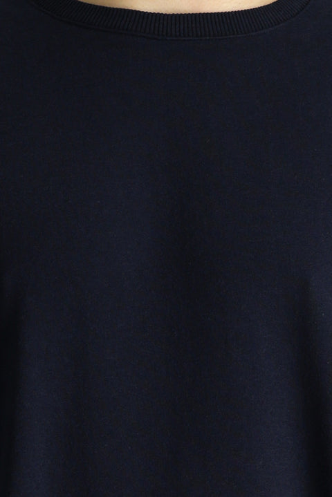 Medium Navy Crew Neck Oversize Cotton Sweatshirt