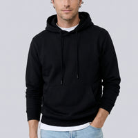 Siyah Regular Fit Kapüşonlu Pamuklu Sweatshirt