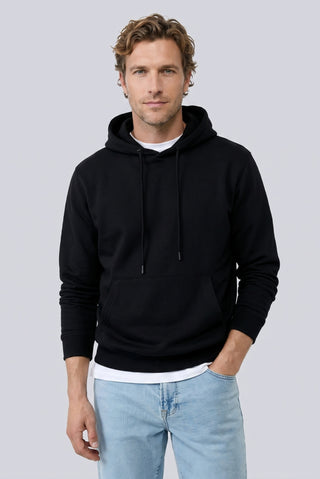  Siyah Regular Fit Kapüşonlu Pamuklu Sweatshirt