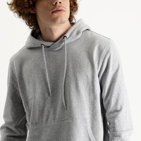 Medium Grey Melange Regular Fit Hooded Cotton Sweatshirt