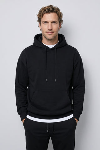  Siyah Kapüşonlu Oversize Pamuklu Sweatshirt