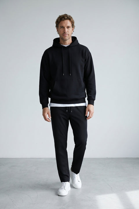 Black Hooded Oversize Cotton Sweatshirt