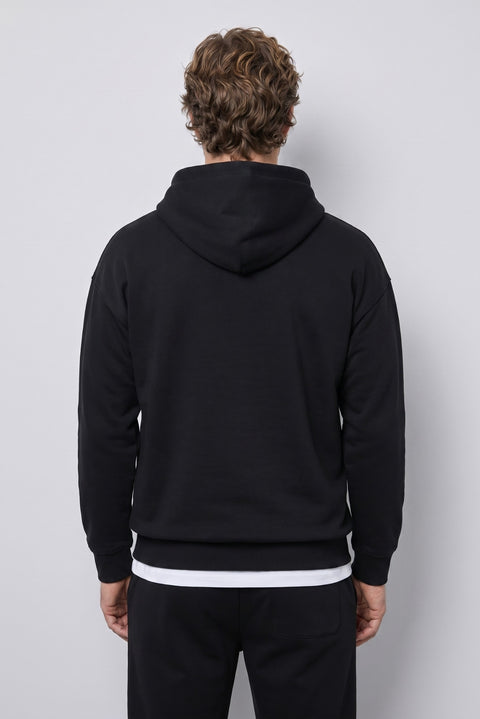 Black Hooded Oversize Cotton Sweatshirt