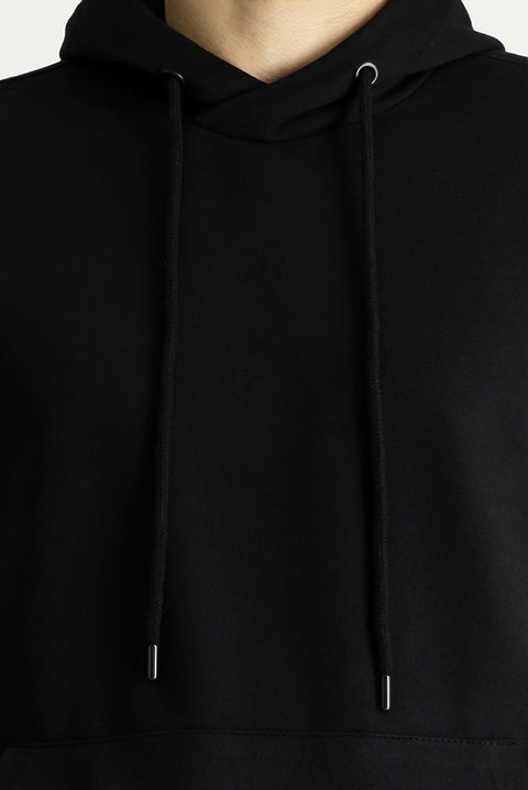 Black Hooded Oversize Cotton Sweatshirt