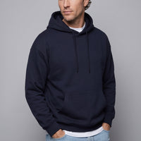 Orta Lacivert Kapüşonlu Oversize Pamuklu Sweatshirt