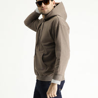 Orta Kahve Kapüşonlu Oversize Pamuklu Sweatshirt