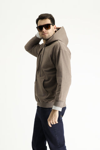  Orta Kahve Kapüşonlu Oversize Pamuklu Sweatshirt