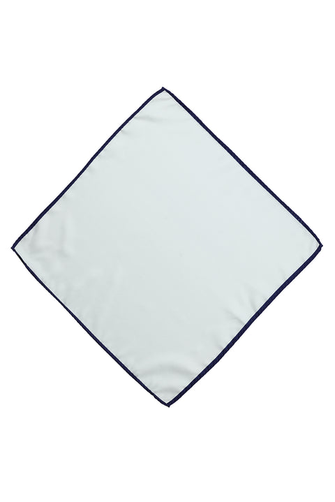 White and Navy Satin Handkerchief