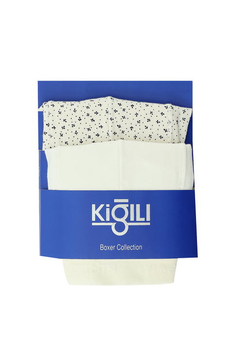 White 2-Pack Patterned Cotton Supreme Boxer Set