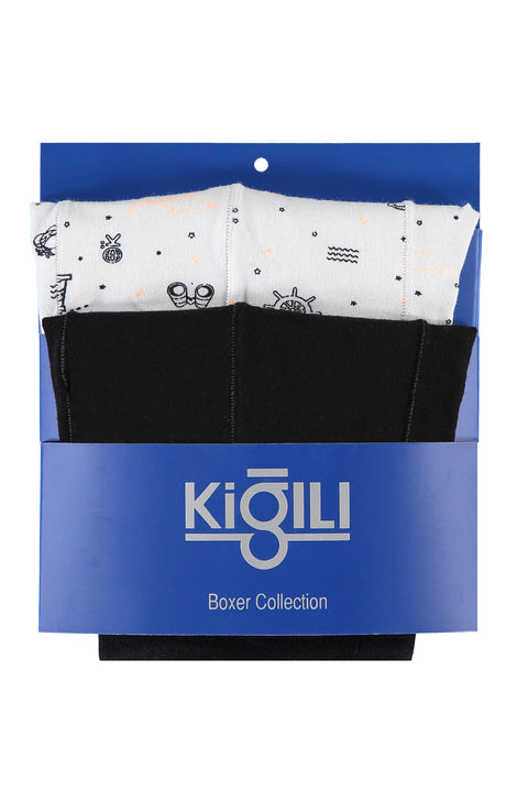 Black 2-Pack Patterned Cotton Supreme Boxer Set