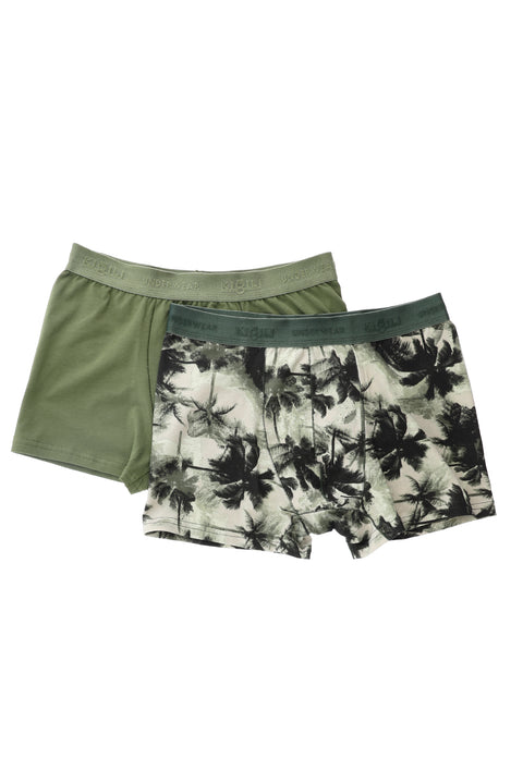 Medium Khaki 2-Pack Patterned Cotton Supreme Boxer Set