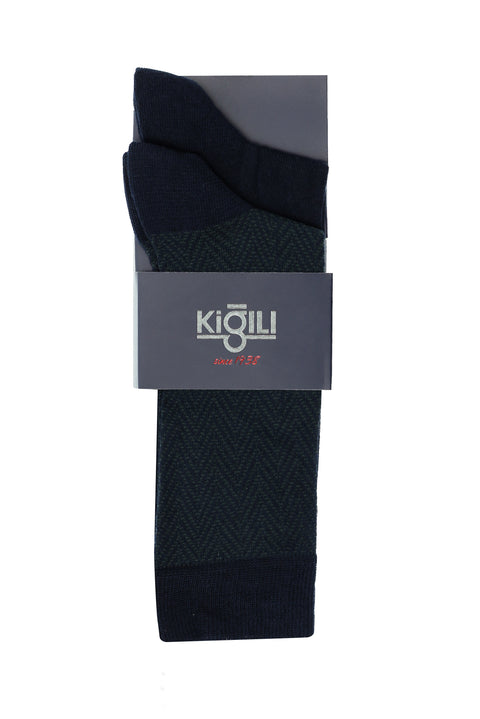Dark Navy Melange 2-Pack Patterned Socks